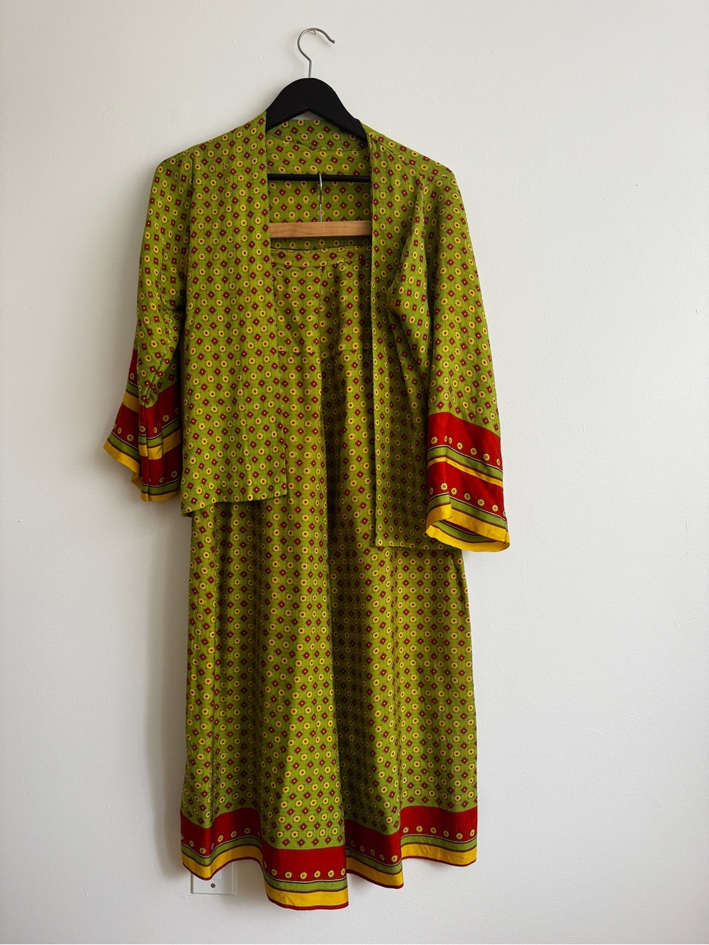 Beautiful Printed Silk Kimono and Culotte Set